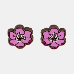 National Trust Robin Valley Hand-Painted Cherry Blossom Earrings New
