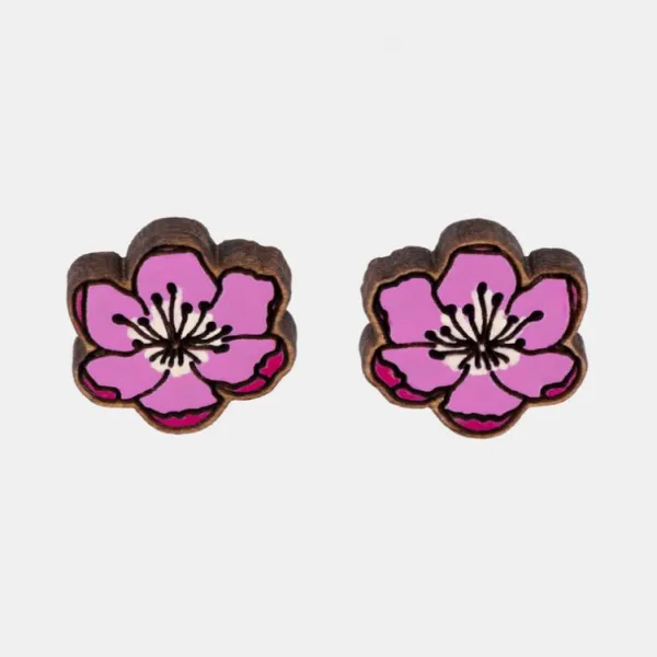 National Trust Robin Valley Hand-Painted Cherry Blossom Earrings New
