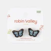 National Trust Robin Valley Hand-Painted Blue Butterfly Earrings Online