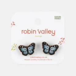 National Trust Robin Valley Hand-Painted Blue Butterfly Earrings Online