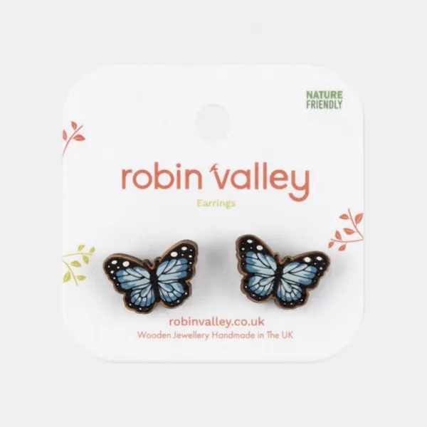 National Trust Robin Valley Hand-Painted Blue Butterfly Earrings Online