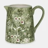 National Trust Stoneware Jug, Green Wild Daisy New