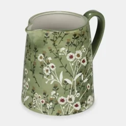National Trust Stoneware Jug, Green Wild Daisy New