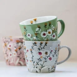 National Trust Stoneware Mug, Green Wild Daisy Online