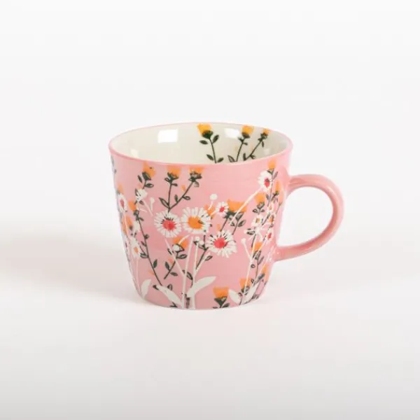 National Trust Stoneware Mug, Pink Wild Daisy Fashion