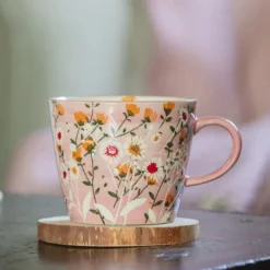 National Trust Stoneware Mug, Pink Wild Daisy Fashion